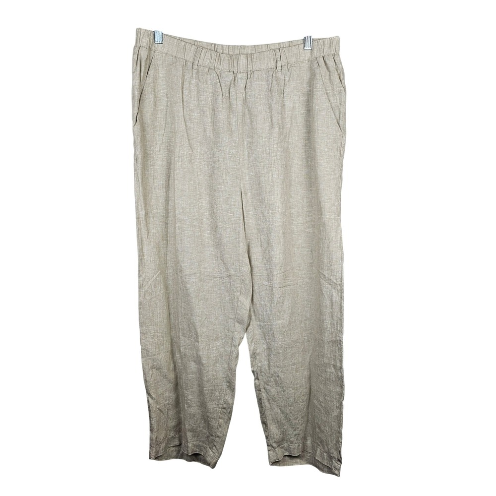 Quince Women's XL Natural 100% Linen Wide Leg Elastic Waist Pants JDAVN01